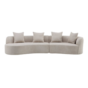English Elm Christopher Knight Home® - 126" Curved Sectional Sofa In Almond Boucle - Modern Comfort For Stylish Living Spaces & Families N771P247830V_N771P247831V