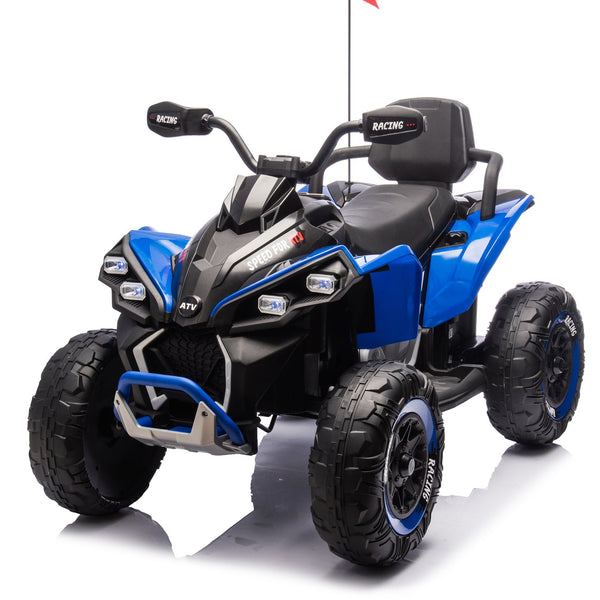 English Elm 24v Kids Electric Atv Xxxl Off-road Ride on with Remote Parental Control and Bluetooth Blue W1578P228313