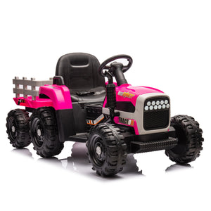 English Elm Ride on Electric Tractor Toy with Trailer 24v 400w Dual Motors Remote Control Led Red W1578P193902
