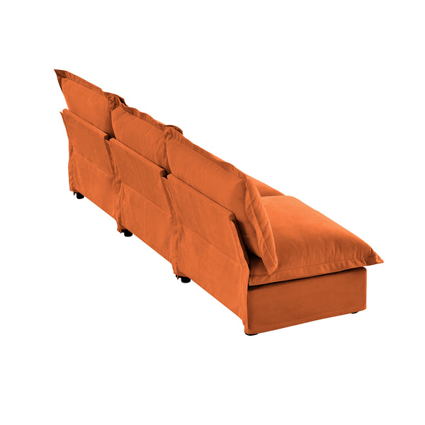 English Elm Modern Chenille Modular Sofa Deep Seat High Back Armless Sectional for Living Room Orange W3041S00133