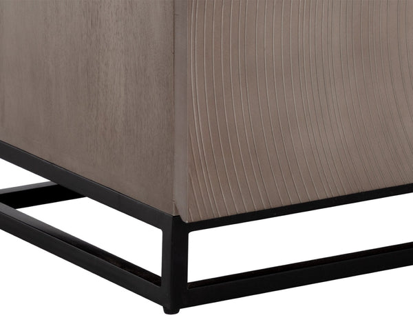 Sunpan LUTANA Nightstand - Handcrafted Grey Mango Wood with Iron Legs, Unique Rustic-Industrial Design 110641