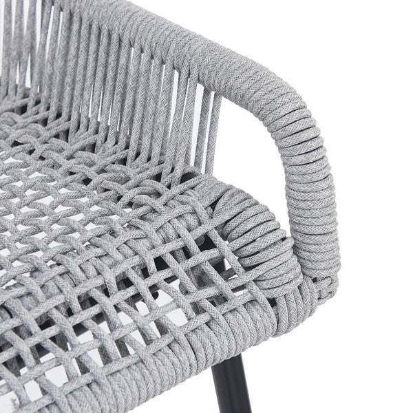 English Elm Christopher Knight Home® - La La Push outdoor rope bar stool set of 2 — brown woven polyester seat with rust‑resistant black iron frame Light Gray N775P176900G