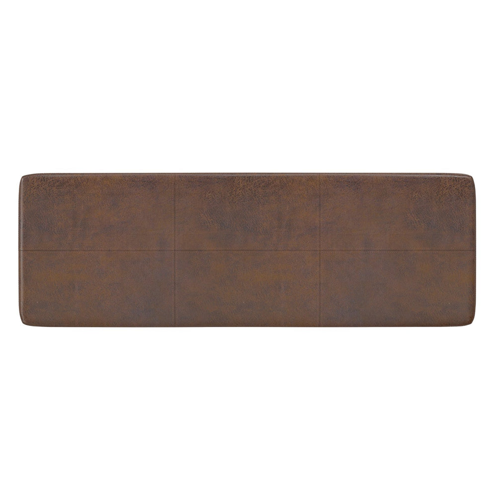 English Elm Carlson Faux Leather Upholstered Bench Vintage Padded Seat for Entryway or Bedroom Brown B136P436938