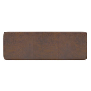English Elm Carlson Faux Leather Upholstered Bench Vintage Padded Seat for Entryway or Bedroom Brown B136P436938