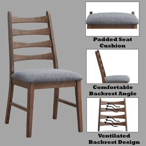 English Elm Mayah Dark Gray Linen Side Chair Set of 2 with Walnut Finish, Padded Seat, Solid Back, 220lb Capacity B2726P284799