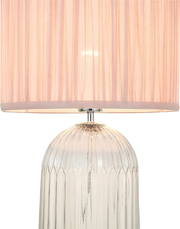 English Elm Ashcroft Furniture - Bedroom Table Lamp - Nordic-Inspired Design With Warm Pink Shade, Clear Glass & Gold Accents, Led Ready B183P315087