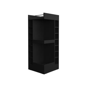 English Elm Lyman Corner Bar Cabinet 46" Tall with 14 Bottle Cubbies, 3-Tier Storage, Open Shelves, Modern Finish Black 32.2 L x 59 W x 12 H B070P254769