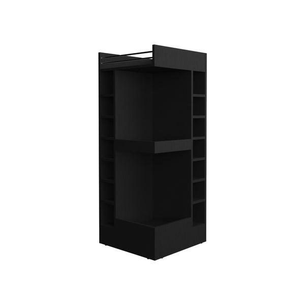 English Elm Lyman Corner Bar Cabinet 46" Tall with 14 Bottle Cubbies, 3-Tier Storage, Open Shelves, Modern Finish Black 32.2 L x 59 W x 12 H B070P254769