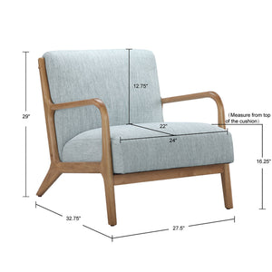 JLA Home INK+IVY - Mid-Century Novak Accent Armchair with Solid Wood Frame, Water-Repellent Upholstery & Curved Arms for Comfort Light Blue II110-0397