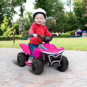 English Elm Qaba 6v Battery Powered Kids Atv Ride on Four Wheeler with Music Ages 2 to 6 Pink W2225P249798