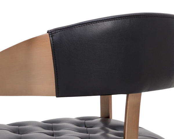 Sunpan Beaumont Ultra Contemporary Dining Armchair with T-Shaped Back and Stylish Tapered Arms Design Antique Brass / Cantina Black