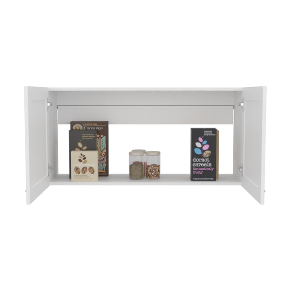 English Elm Zurich 39" Wall Cabinet Double-Door Wide White MDF – Modern Laundry, Bath & Kitchen Storage Organizer B200P335343