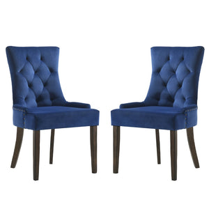 English Elm Set Of 2 Luxurious Velvet Dining Chairs In Rich Blue With Weathered Oak Legs For Timeless Elegance B016P315275-GIGA