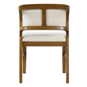 English Elm Mid-century Modern Linen Blend Dining Chairs Rubberwood Legs Sculptural Backrest Set of 2 Beige,Walnut N768P442078W