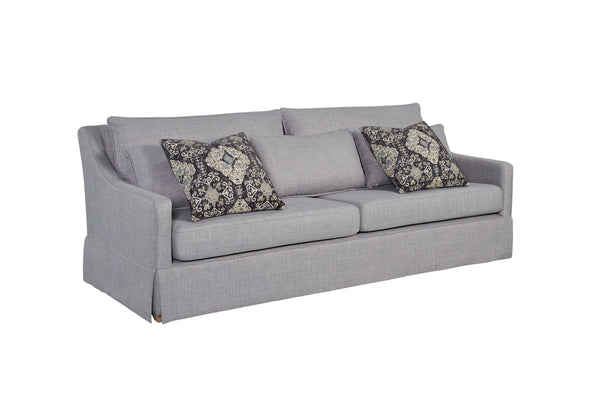 English Elm Sofa elegant upholstered design with skirt, reversible Dacron-wrapped cushions and two pillows Light Gray 96.5 L x 41.75 W x 34.25 H B2699P225136