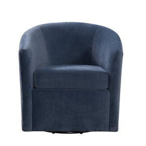 English Elm Oaklynn Barrel Swivel Accent Chair in Durable Performance Fabric — Stain-Resistant, 360° Comfort Navy B050P281008