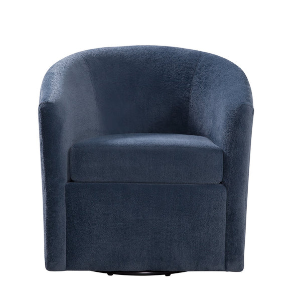 English Elm Oaklynn Barrel Swivel Accent Chair in Durable Performance Fabric — Stain-Resistant, 360° Comfort Navy B050P281008
