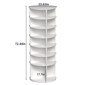 English Elm Rotating 7-Tier Spinning Shoe Rack Tower 360° Revolving Organizer, Space-Saving Sturdy White Holder W2699P222574