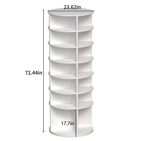 English Elm Rotating 7-Tier Spinning Shoe Rack Tower 360° Revolving Organizer, Space-Saving Sturdy White Holder W2699P222574