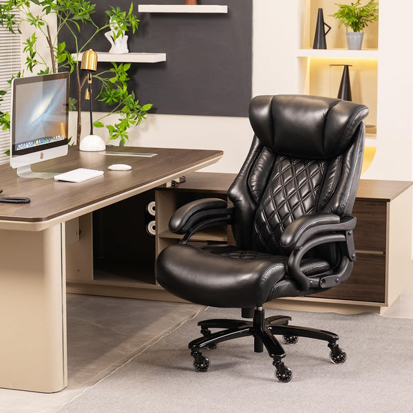 English Elm 500lbs Heavy Duty Executive Chair Wide Spring Seat Ergonomic High Back Home Office Black W5201P418289