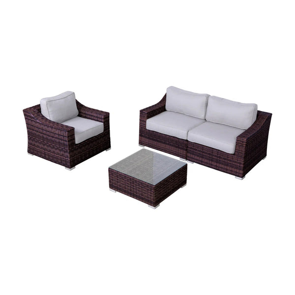 English Elm Lsi Outdoor Wicker Conversation Set For 3 - Loveseat, Lounge Chair & Coffee Table With Cushions B120S00071