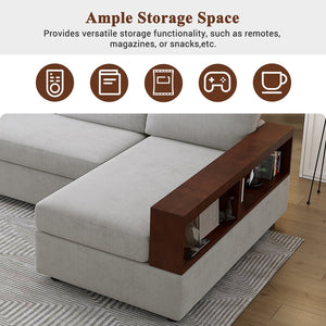 English Elm Christopher Knight Home® - 87.4" Sectional Sofa with Chaise, Chenille Upholstery, Reversible Armrests & Hidden Storage for Cozy Living Gray N763S000010E