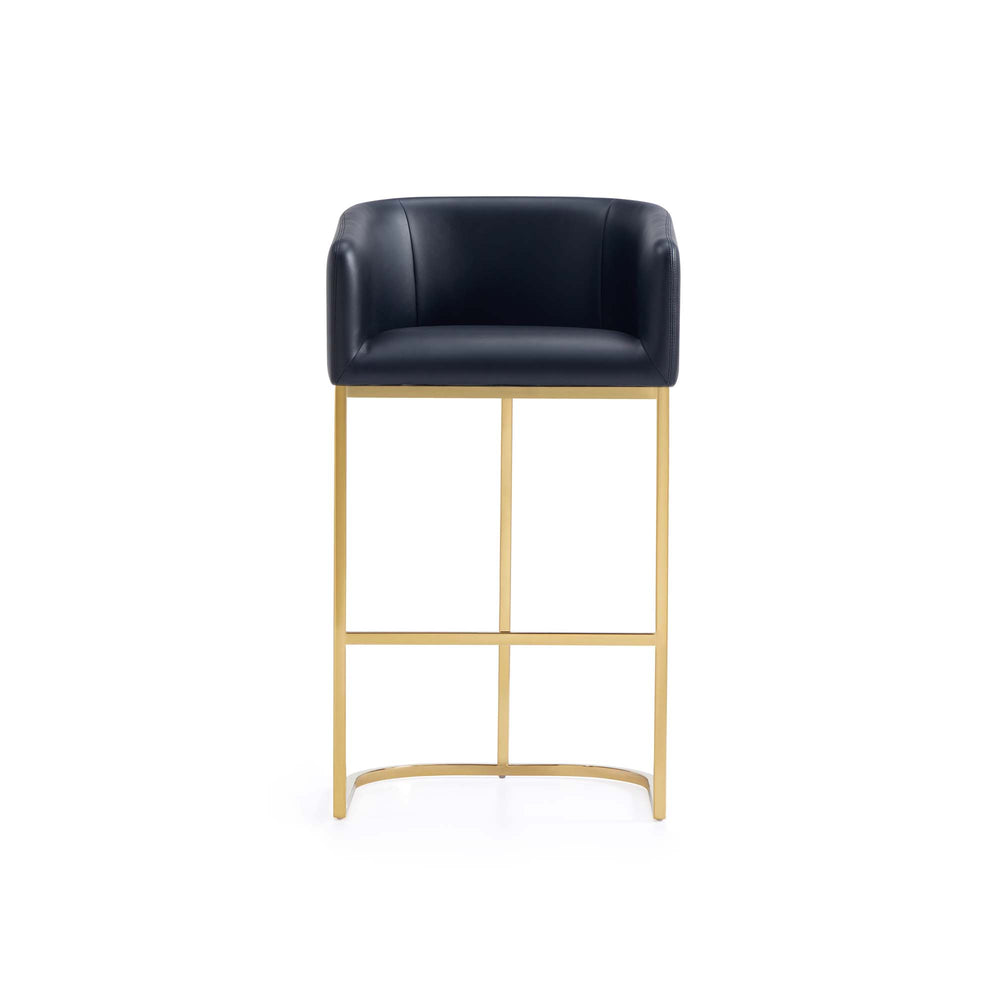English Elm Louvre Metal Upholstered Barstool – Chic Black Design With 360-Degree Swivel & Luxurious Comfort B365P400009