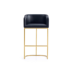 English Elm Louvre Metal Upholstered Barstool – Chic Black Design With 360-Degree Swivel & Luxurious Comfort B365P400009
