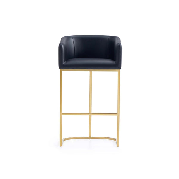 English Elm Louvre Metal Upholstered Barstool – Chic Black Design With 360-Degree Swivel & Luxurious Comfort B365P400009
