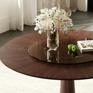 English Elm Retractable Rock Slab Dining Set with Leather Wrapped Base for Compact Apartments W2700S00133