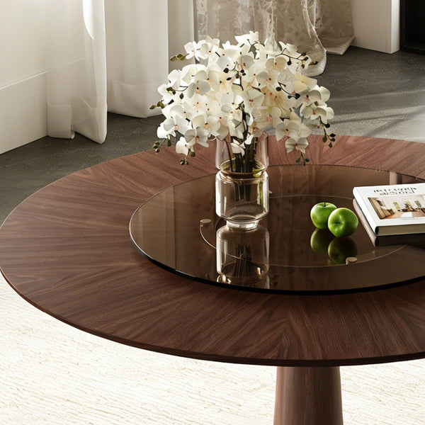 English Elm Retractable Rock Slab Dining Set with Leather Wrapped Base for Compact Apartments W2700S00133