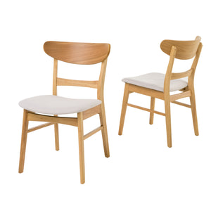 English Elm Dining Chair Set of 2 Rubberwood Mid-century Modern Splayed Leg Upholstered Seats N771P256094M