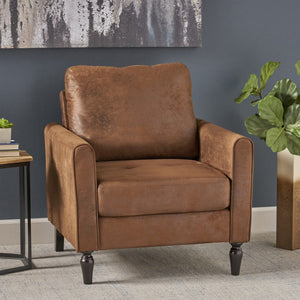 English Elm Chair Low Profile Club Seat Birch Frame Microfiber Upholstery Modern Living Room 63565.00MFBRN