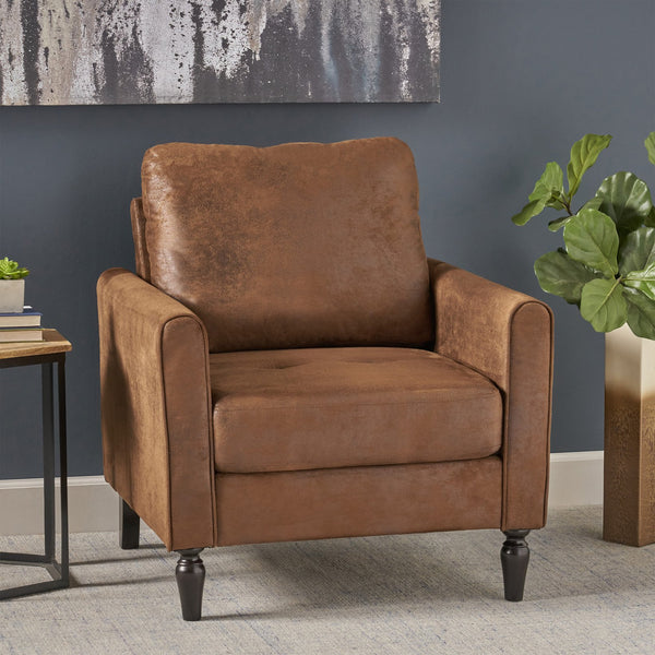English Elm Chair Low Profile Club Seat Birch Frame Microfiber Upholstery Modern Living Room 63565.00MFBRN