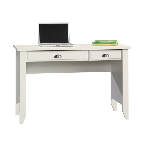 English Elm Computer Desk with Flip-Down Panel and Slide-Out Keyboard Tray, Built-In CPU Storage, Compact Durable Design White B356P367944