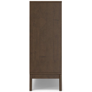 English Elm Harper Walnut Brown 6-Cube Storage with 3 Drawers - Handcrafted Wood Cabinet, Tapered Legs, 48" B136P238612