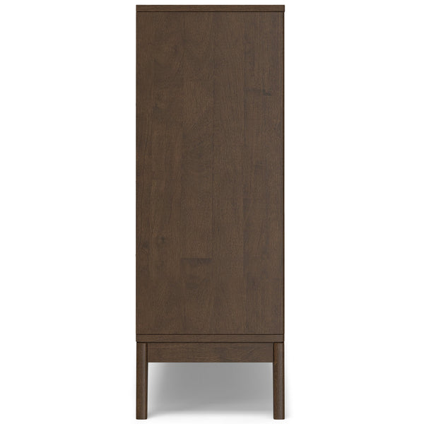 English Elm Harper Walnut Brown 6-Cube Storage with 3 Drawers - Handcrafted Wood Cabinet, Tapered Legs, 48" B136P238612