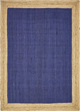 Unique Loom Braided Jute Goa Hand Braided Border Rug Navy Blue, Tan 9' 0" x 12' 2"