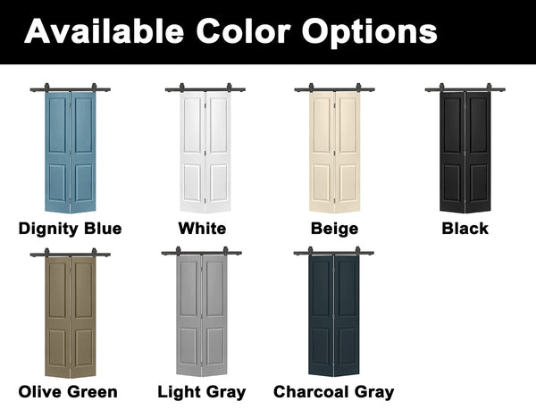 English Elm 24 in Primed Mdf Bi-fold Barn Door with Raised 6-panel Profile and Sliding Hardware B2763P491048