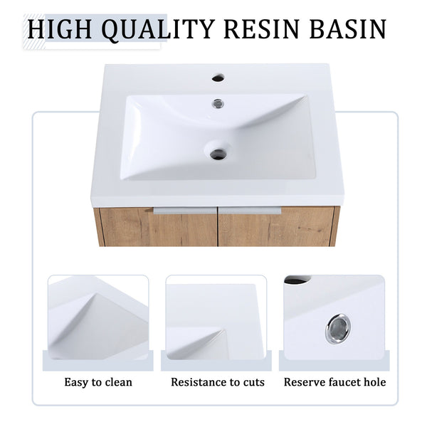 English Elm 36 Inch Modern Bathroom Vanity With Soft Close Doors, Resin Sink & Stylish Storage Solutions W999S00182