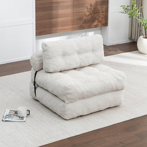 English Elm Folding Floor Sofa Bed Convertible Lounge Chair with Shredded Foam Fill for Bedroom Beige W2200P442793