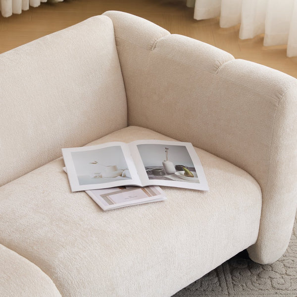 English Elm Tonson Wave Silhouette Boucle Three Seater Sofa Sculptural Modern Living Room Seating Beige N773IS00030S