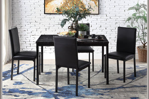 English Elm Set of 4 Tempe Dining Chairs Black Faux Leather Seat Metal Frame Modern Compact Casual Chic B011P265589