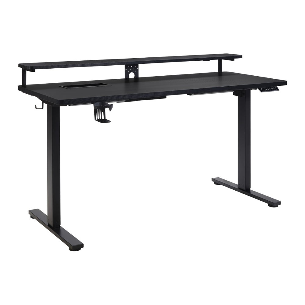 OSP Home Furnishings Primo Electric Standing Desk with Monitor Shelf Steel Frame and Built-in Cable Management PMO6024GD-BCF
