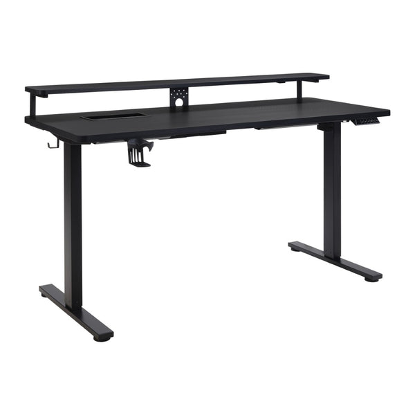 OSP Home Furnishings Primo Electric Standing Desk with Monitor Shelf Steel Frame and Built-in Cable Management PMO6024GD-BCF