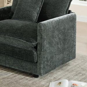 English Elm 2 Piece Chenille Upholstered Sofa and Chair Set Modular Living Room Seating Suite W714S00984