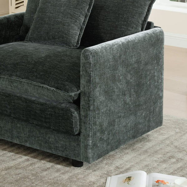 English Elm 2 Piece Chenille Upholstered Sofa and Chair Set Modular Living Room Seating Suite W714S00984