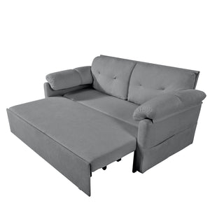 English Elm Convertible Pull Out Sofa Bed Queen Size with Steel Frame, Dual Armrests, Chenille Sleeper Couch with Storage and Casters Grey W3163P269700