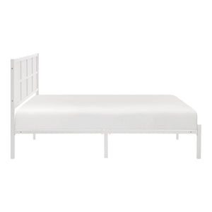 English Elm 1pc Eastern King Platform Bed White Metal Faux Cane Headboard Coastal Bedroom B011P214038