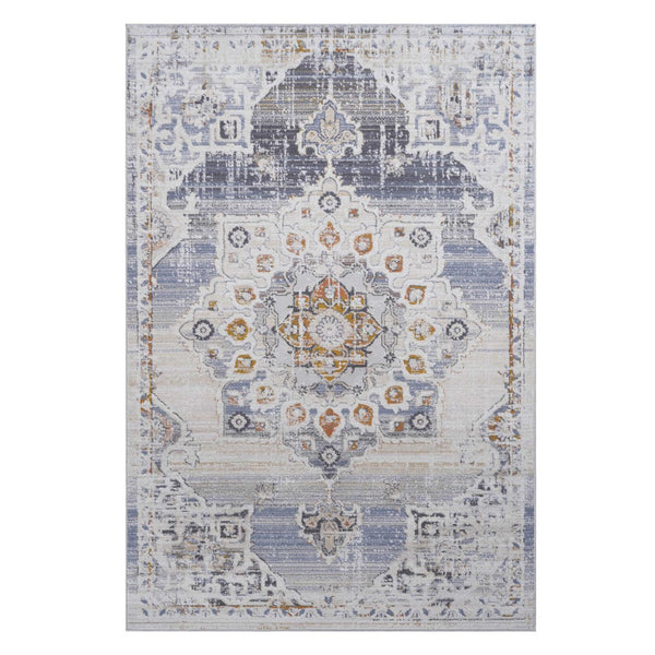 English Elm Payas Collection 8X10 Cream & Gold Medallion Area Rug - Elegant, Durable, & Easy Care For Any Space B189P183578-GIGA